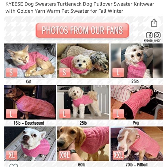 NEW Kyeese Dog Sweater, Small Breeds S 🐶💕 - Picture 11 of 13